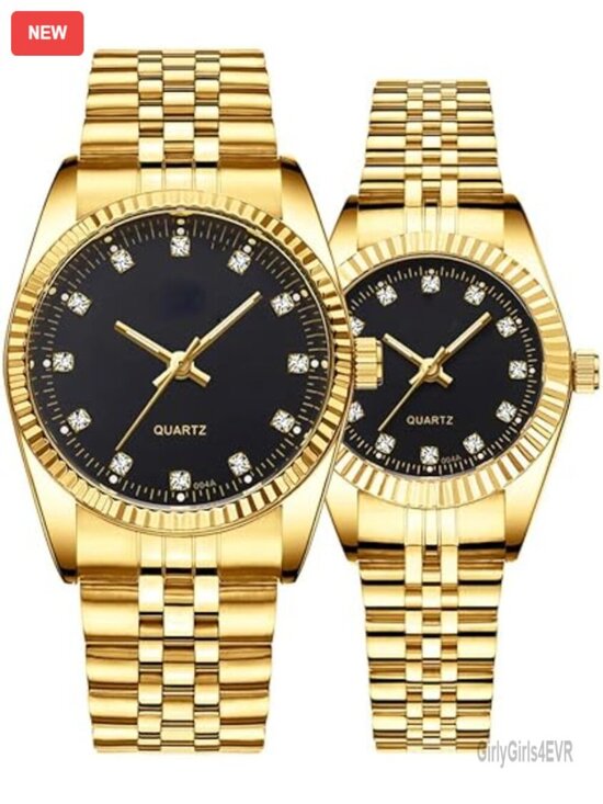 Stainless Steel Matching Couple Watches Quartz Set of 2